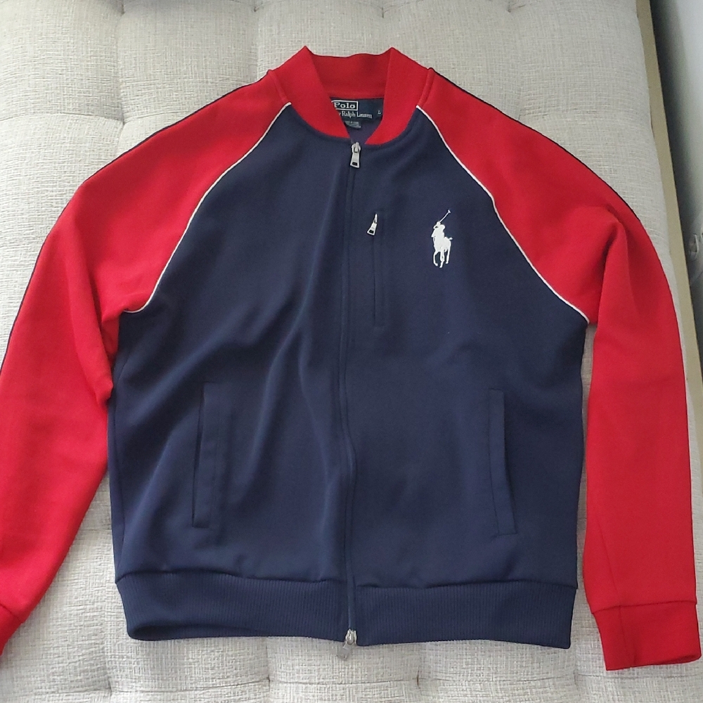 Polo By Ralph Lauren Blue Red Zipper Sweater